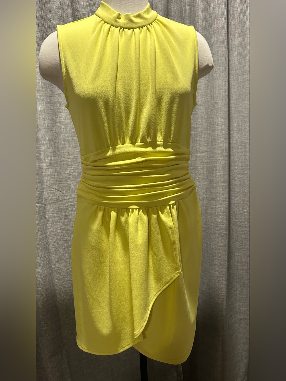 Nicole Miller Bright Yellow Sleeveless High-Low Dress